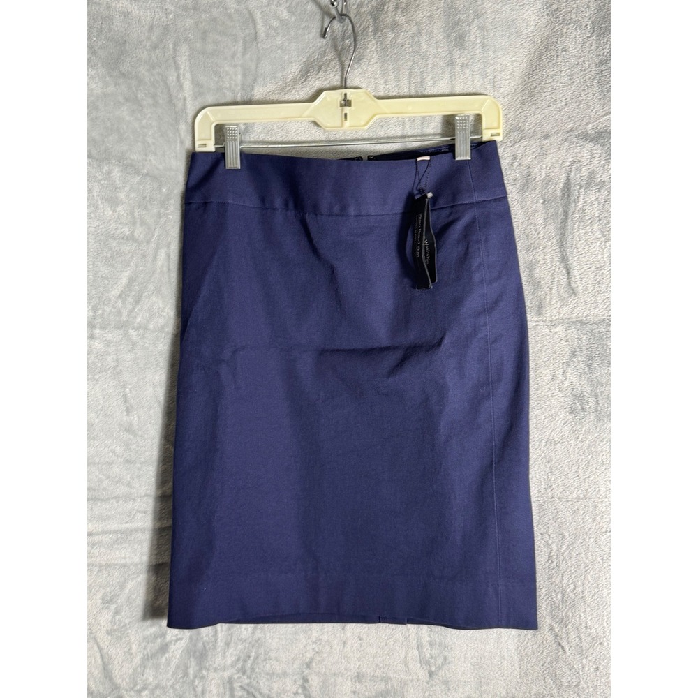 Banana Republic Sloan Pencil Skirt Navy Blue Cotton Blend Size 4 NWT NEW
